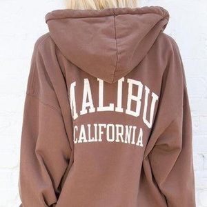 Brandy Melville Malibu California Brown Zip Up Christy Hoodie, One Size